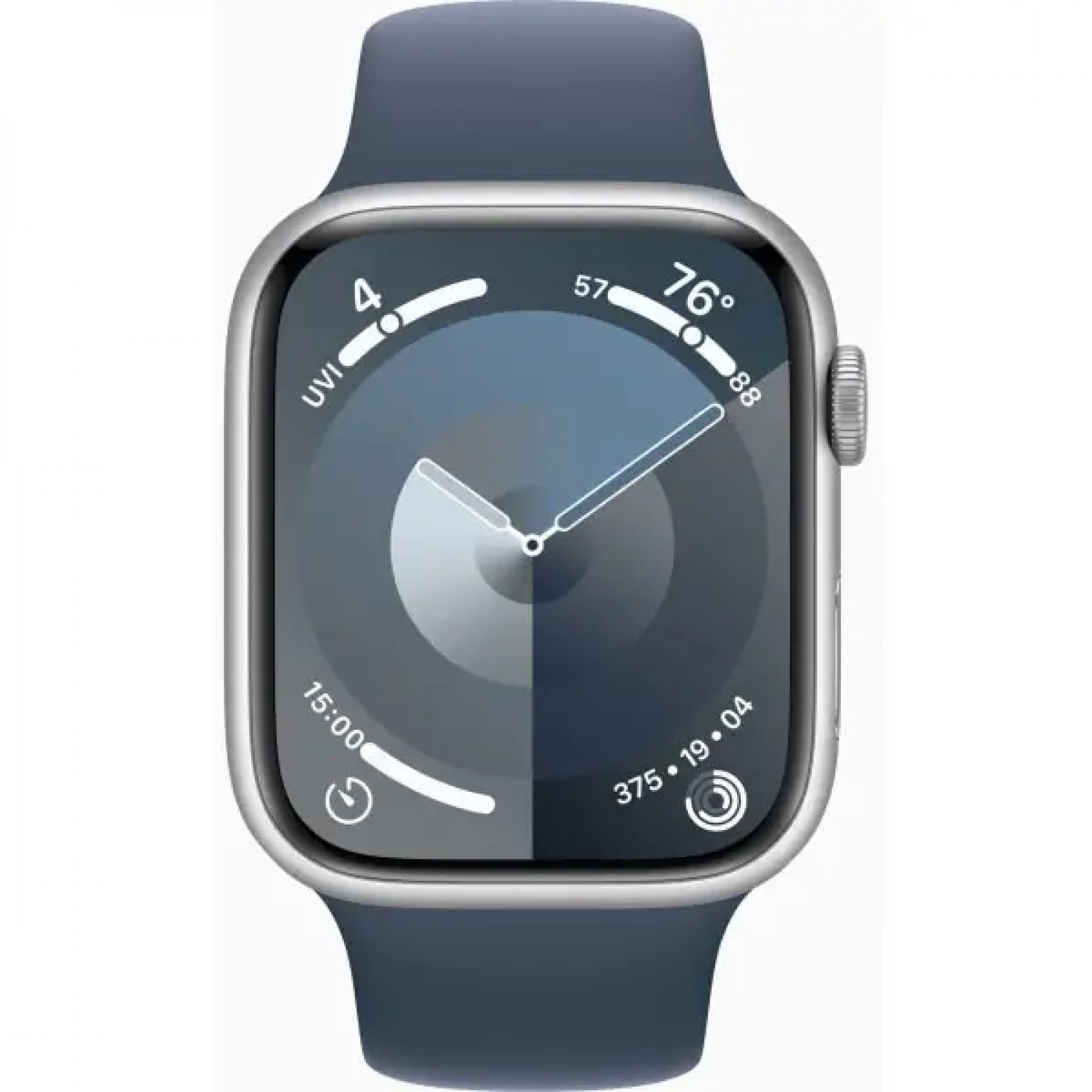 Apple Watch Series 9 GPS 41mm Silver Aluminum Case w. Storm Blue Sport Band - M/L (MR913)